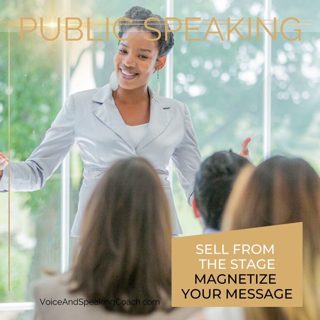 Learn public speaking skills. Learn public speaking for business and professional development. Overcome the fear of public speaking with one on one coaching. VoiceAndSpeakingCoach.com